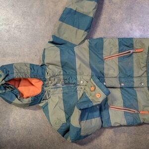 Striped Green and Orange Hooded Jacket